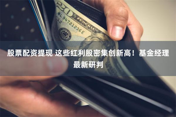 股票配资提现 这些红利股密集创新高！基金经理最新研判